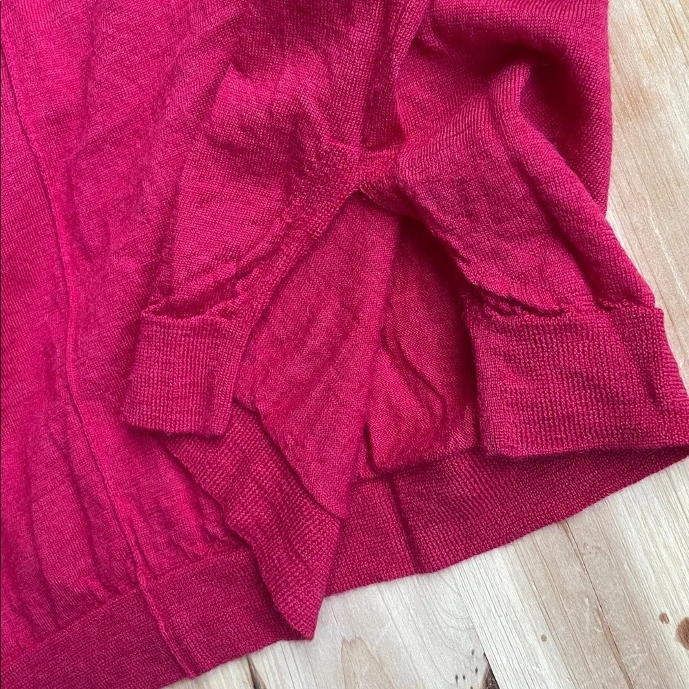 Eileen Fisher 100% Merino Wool Vibrant Red Cowl Neck Sweater